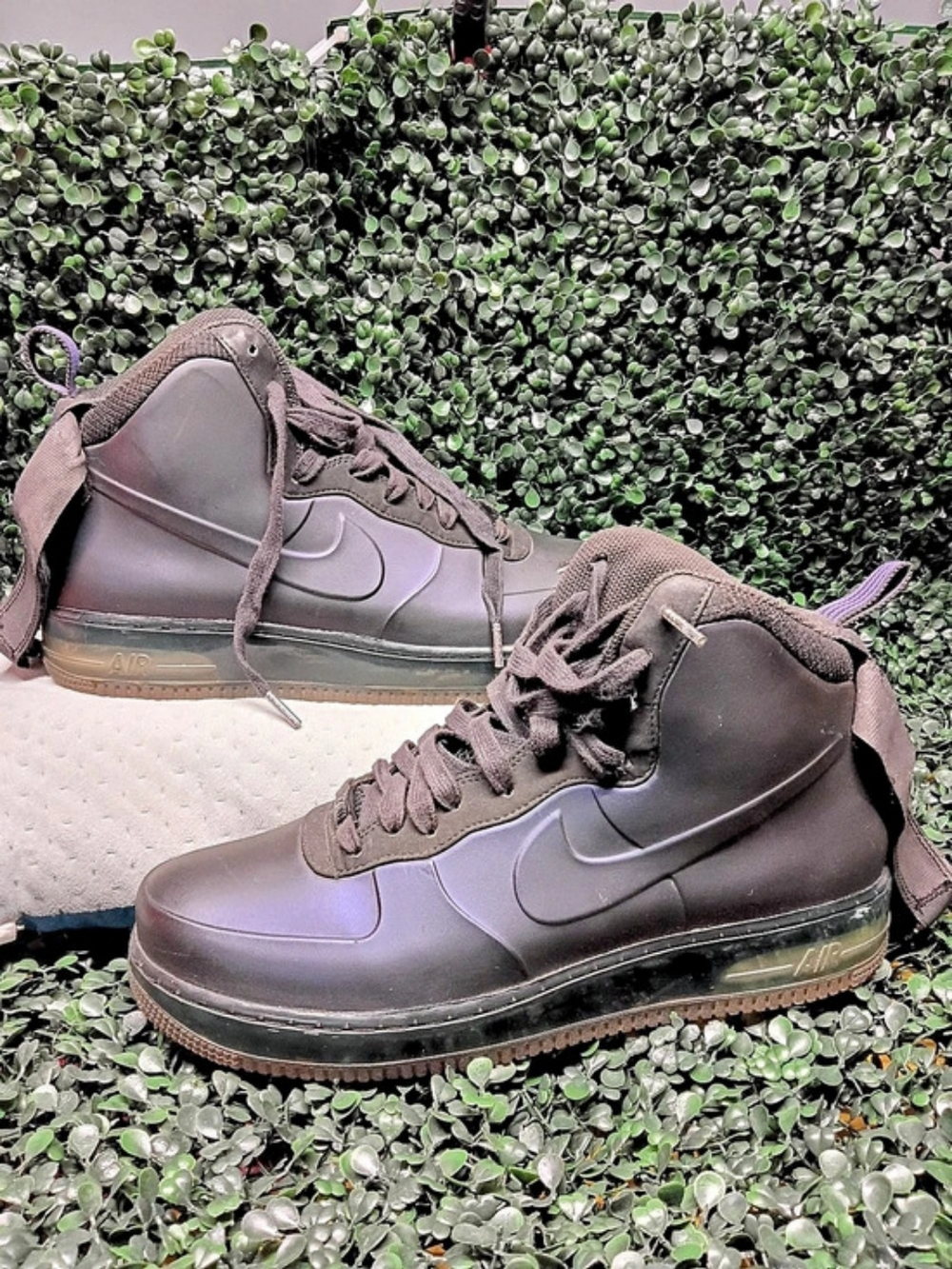 Nike Air Force 1 High Foamposite Eggplant Sneakers in Brown